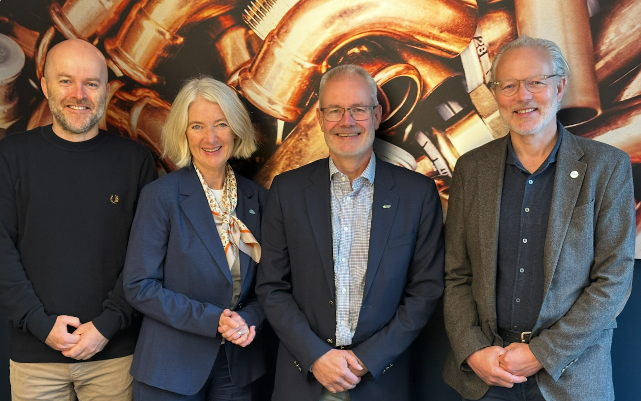 Rolf Iver Mytting Hagemoen, daglig leder i NOVAP, Marianne W. Røiseland, adm. dir. i RørNorge, Bjørn Moen, daglig leder i VVP og Thor Lexow, adm. dir. i VKE