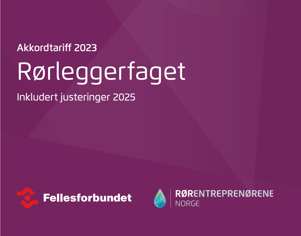 Bilde som viser teksten akkordtariff 2023 Rorleggerfaget ink justeringer 2025
