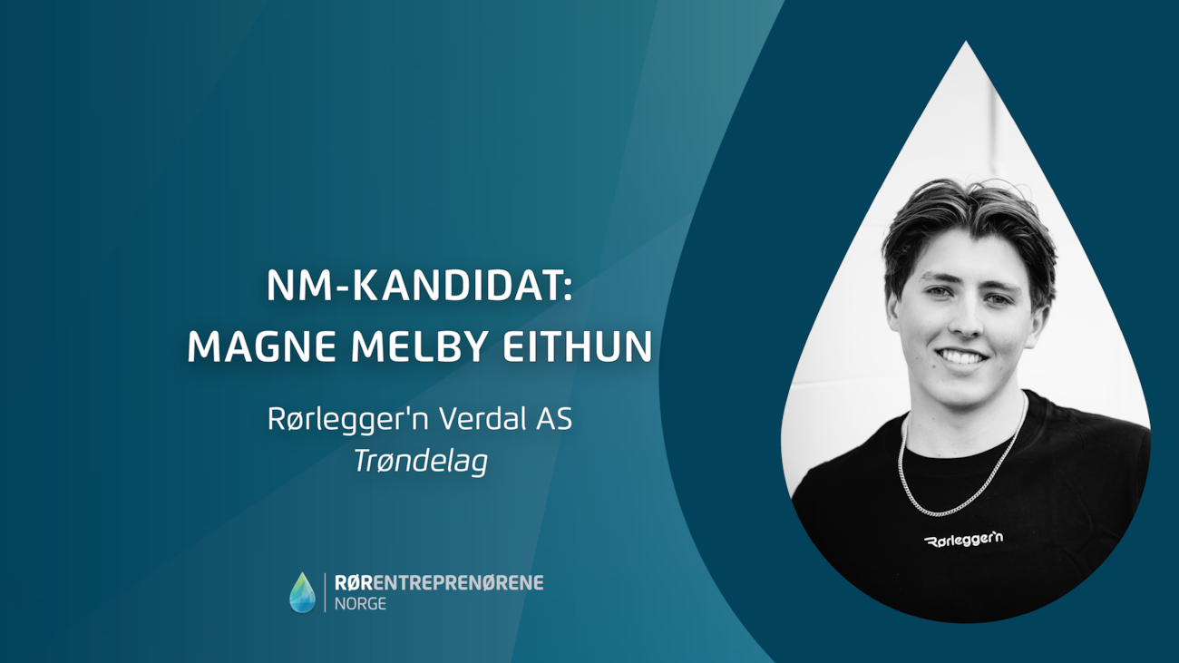 Bilde av NM-kandidat Magne, bildet viser et portrettbilde av han i en dråpeform, på en blå bakgrunn.