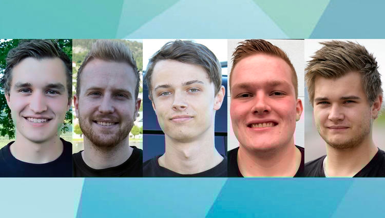 Aanund Aas (Buskerud, Strand & Teksle AS), Didrik Hauge (Hordaland, Chr. M. Vestrheim AS), Jonas Bjerke Aarhus (Oslo og Akershus, Wislan Rør AS), Simon Nesje Holmeset (Møre og Romsdal, Johansen VVS) og Tobias Bjørkmo Ellingsen (Nordland, Rørlegger Jan Ellingsen AS)