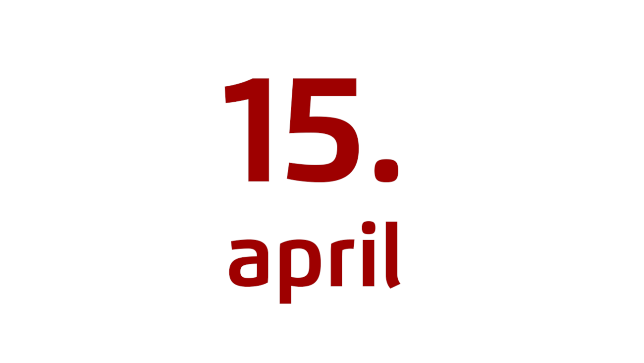 15. april - skrevet i tall og bokstaver