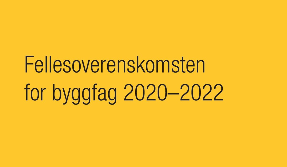 Utsnitt av forsiden på Fellesoverenskomsten for byggfag 2020-2022