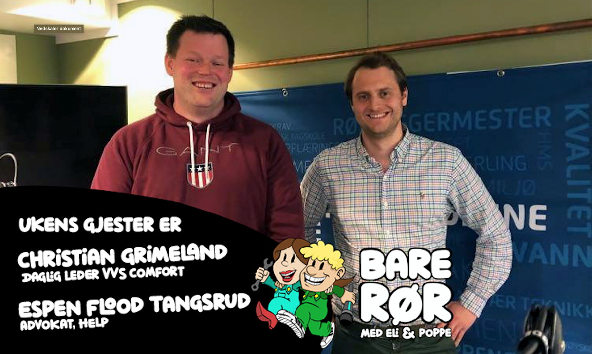 Christian Grimeland og Espen Flood Tangsrud i studio med podkasten Bare Rør